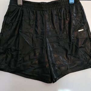 Women's Pleather Black Shorts